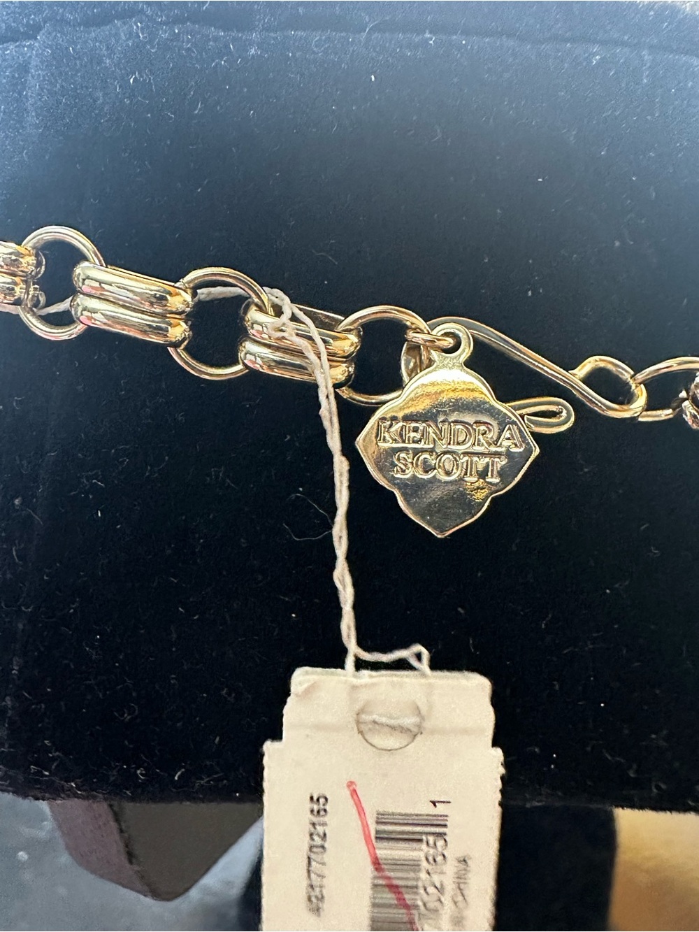 Kendra Scott Harlow statement necklace in slate gray cats eye gold tone NWT - Picture 3 of 4